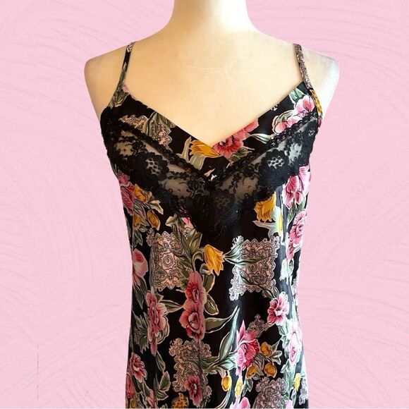 Vintage floral satin midi slip dress - Picture 2 of 14